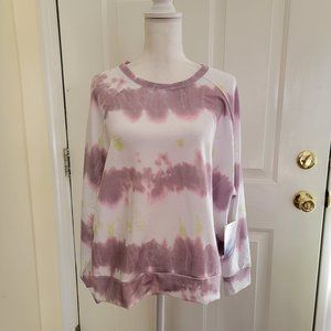 NWT Embracelife Athleisure Striped Mauve Tie Dye Sweater Size L